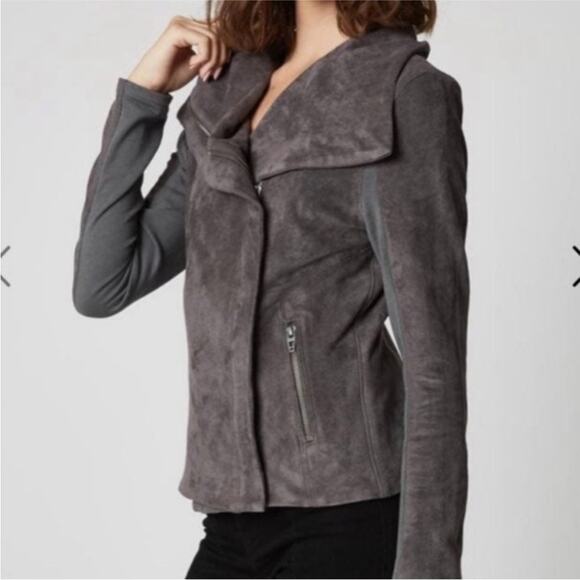 Blank NYC Gray moto Teddy Jacket suede plush coat size medium - Picture 2 of 12
